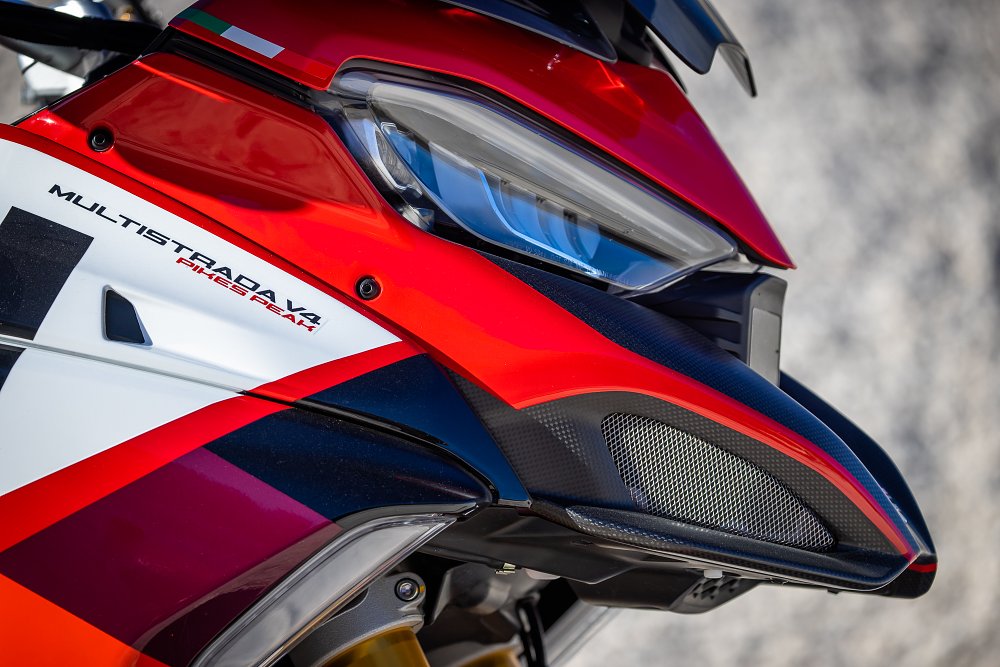 Radar assembly on the 2022 Ducati Multistrada Pikes Peak. 