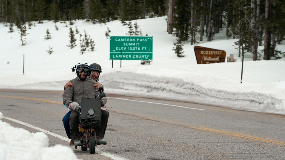 Ari and Zack on the Dumb and Dumber bike. 