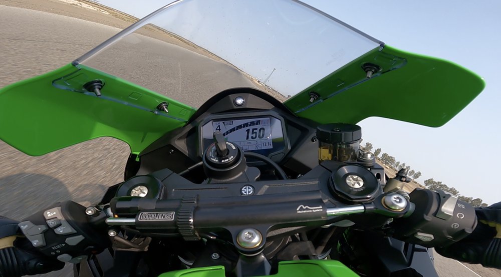 Onboard a Kawasaki ZX-10R at Buttonwillow Raceway, approaching Turn 10.