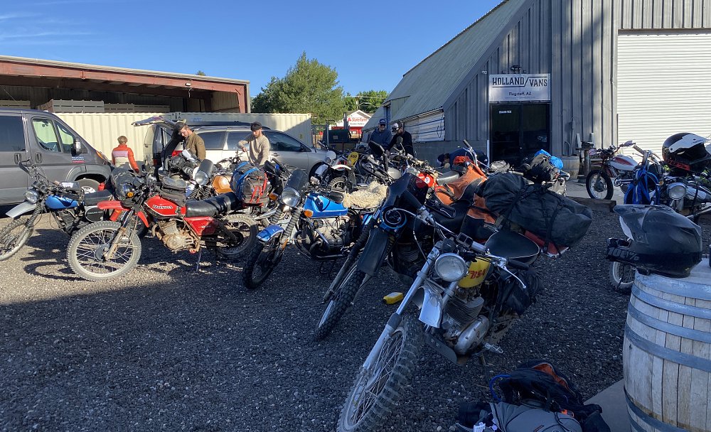 motorcycles ready for the start of the Vintage 1000 ride