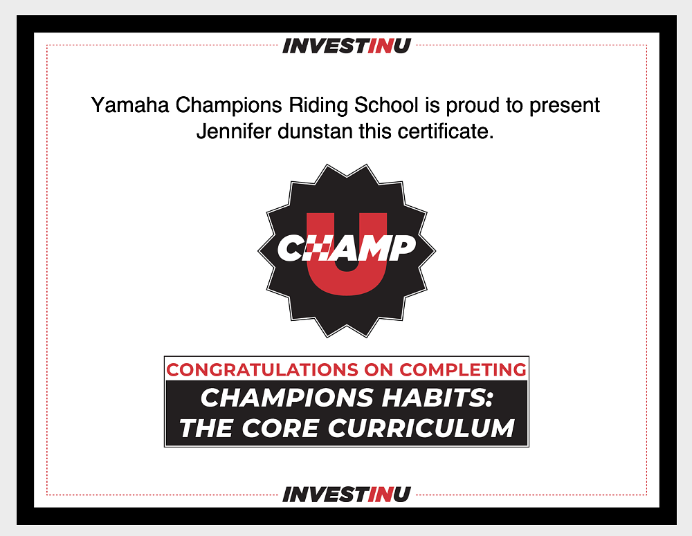 certificate of ChampU course completion