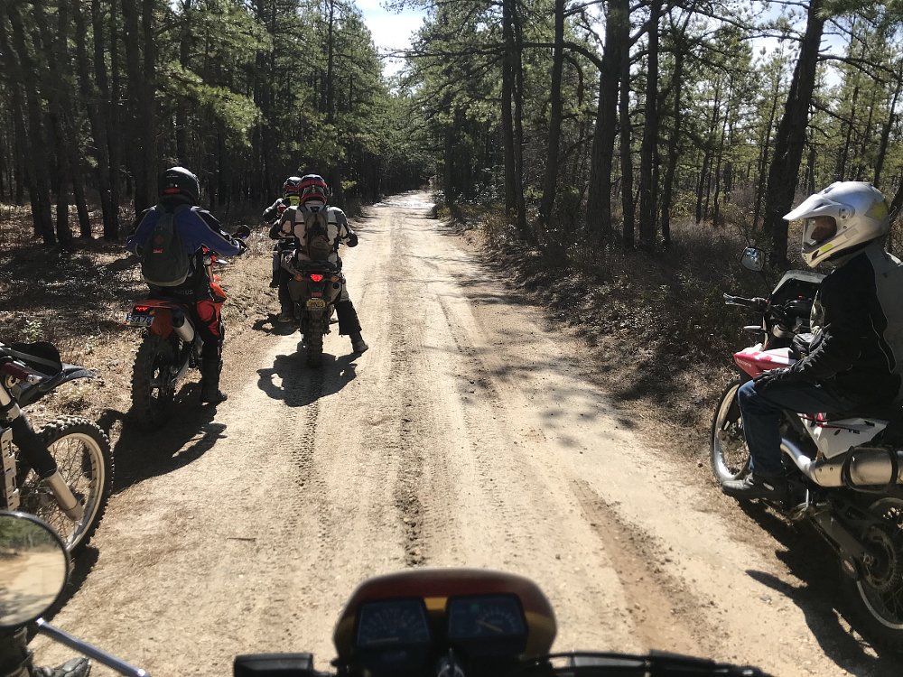 motorcycle riders in the woods in New Jersey