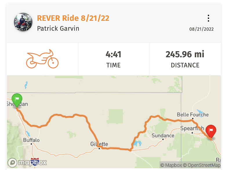 Rever screen grab of a leisurely ride. 
