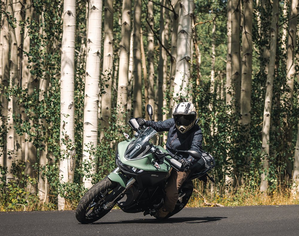 riding the Zero DSR/X on a paved road