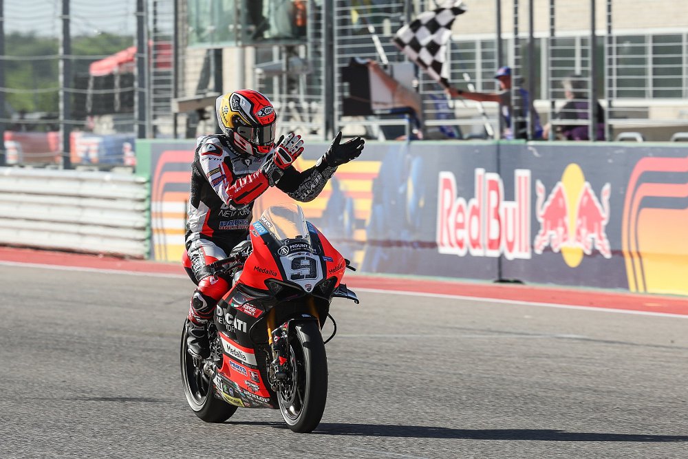 Petrucci celebrates a win at COTA