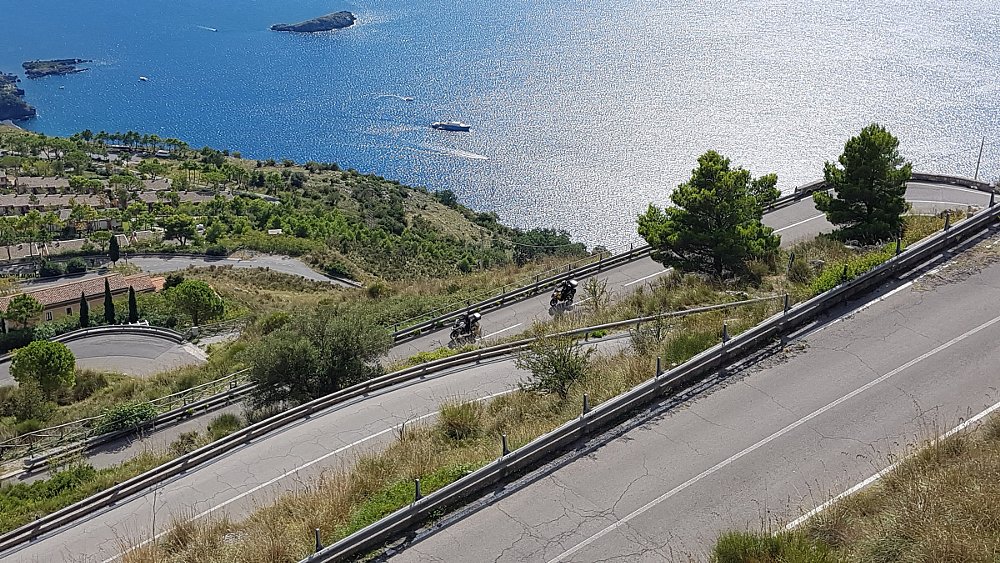 series of tight mountain hairpin turns in Italy