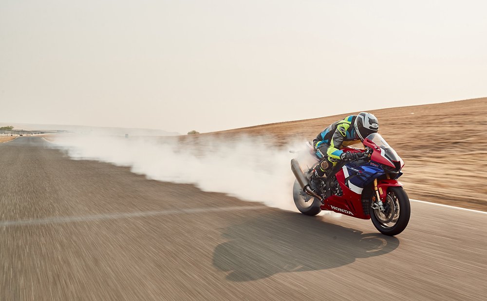 2021 Honda CBR1000RR-R SP rolling burnout.