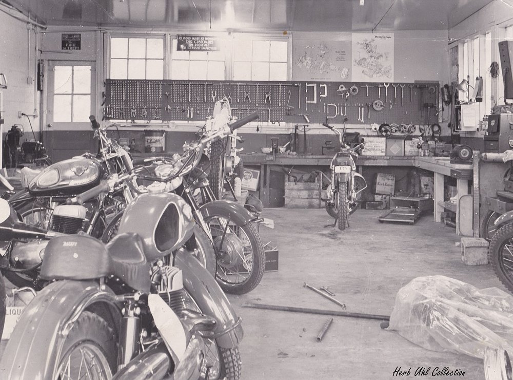 black and white photo of the inside of the Herco Engineering shop