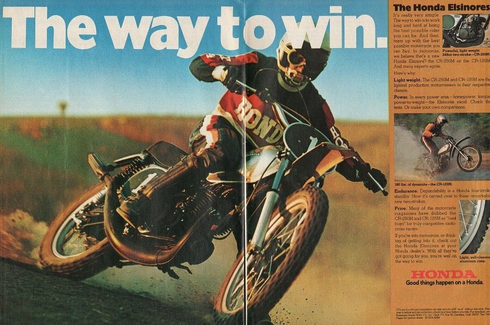 Honda Elsinore CR250M advertisement.