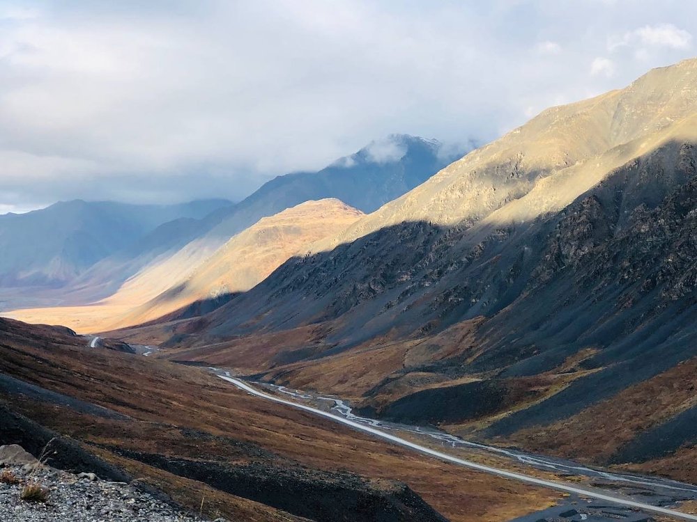 distant view of the highway from mountains above