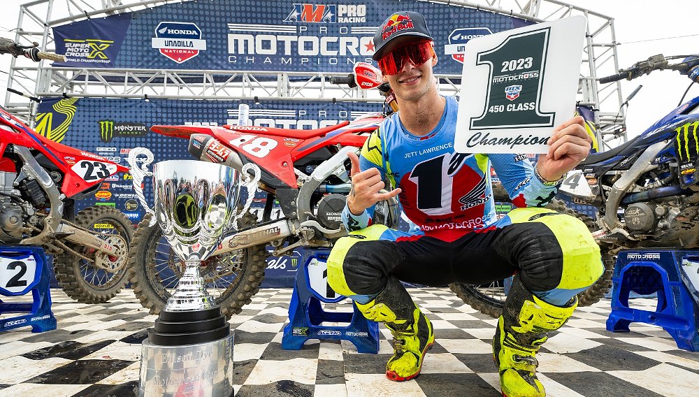 Still perfect, Jett Lawrence clinches Pro Motocross championship two rounds early
