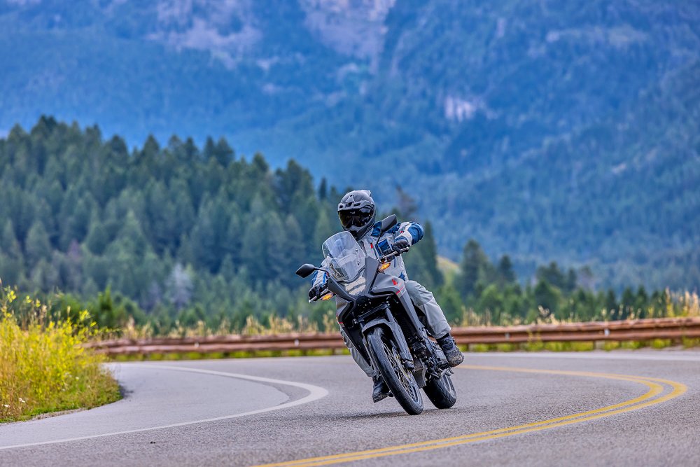 Honda Transalp rider on the road