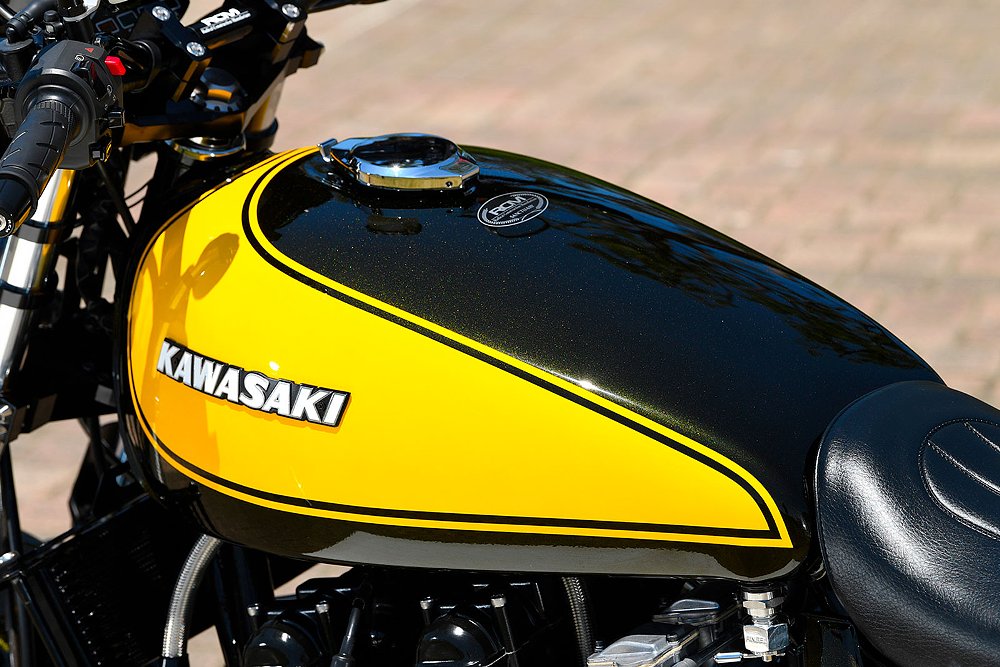 The tank on the resto-mod Kawasaki Z1