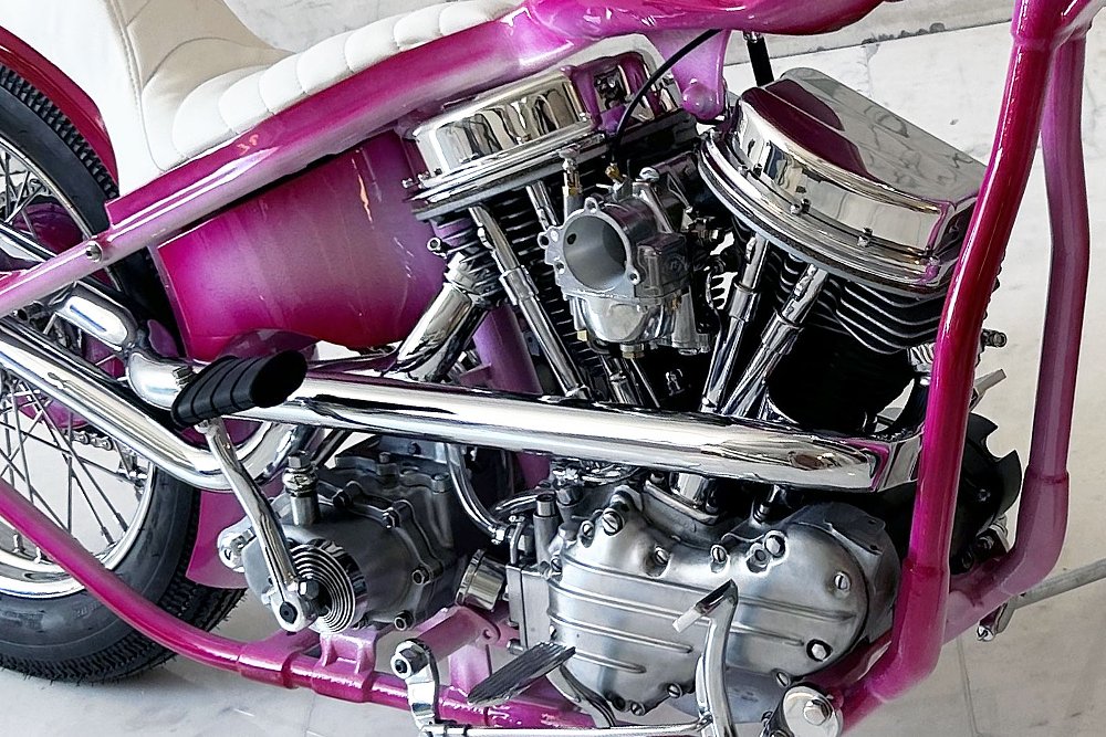 closeup of chromed engine