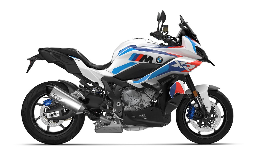 BMW M 1000 XR in white, studio photo
