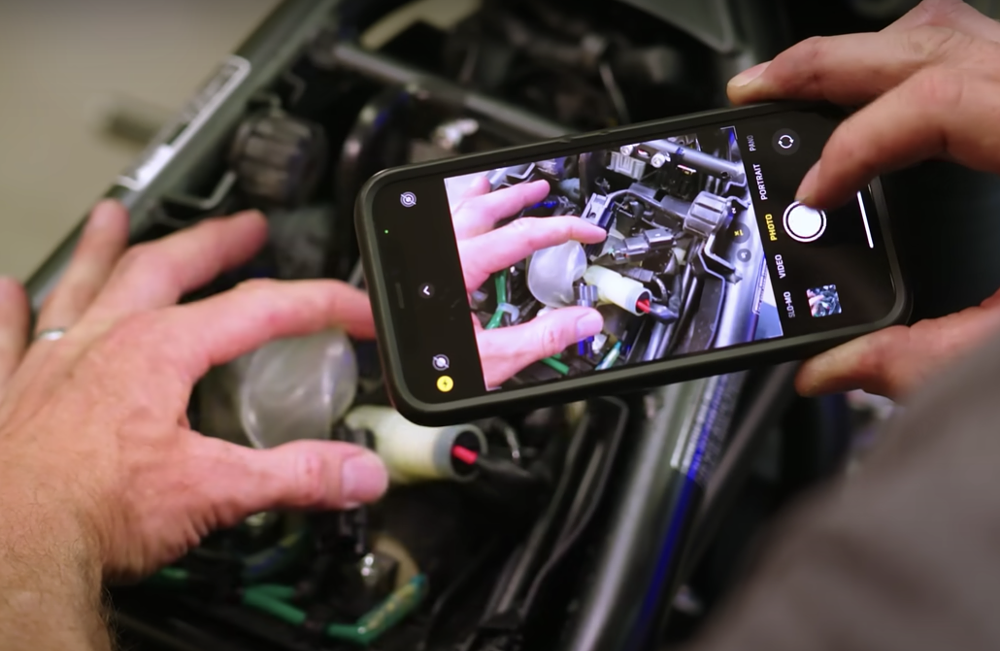 Photographing a motorcycle before disassembling