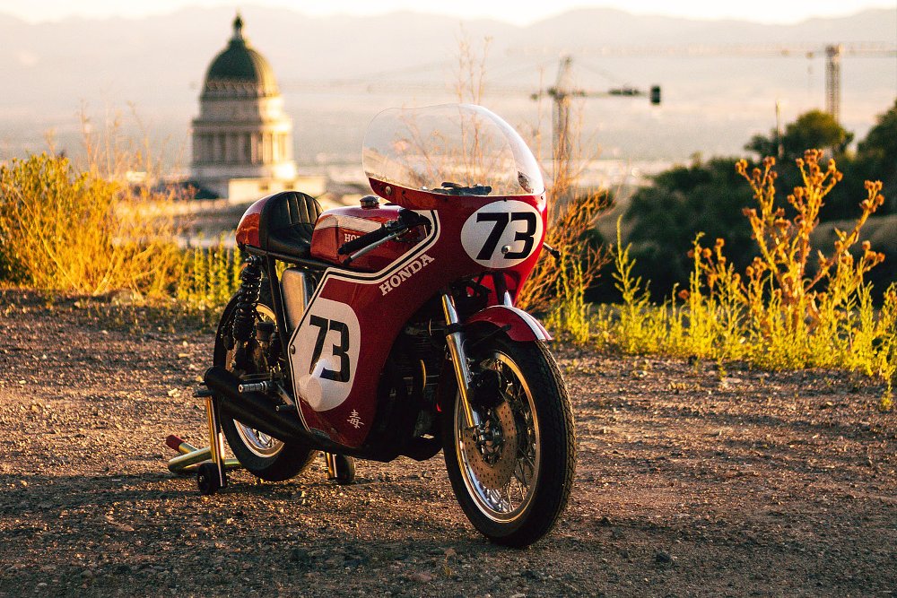 CR750 race replica in the evening sun