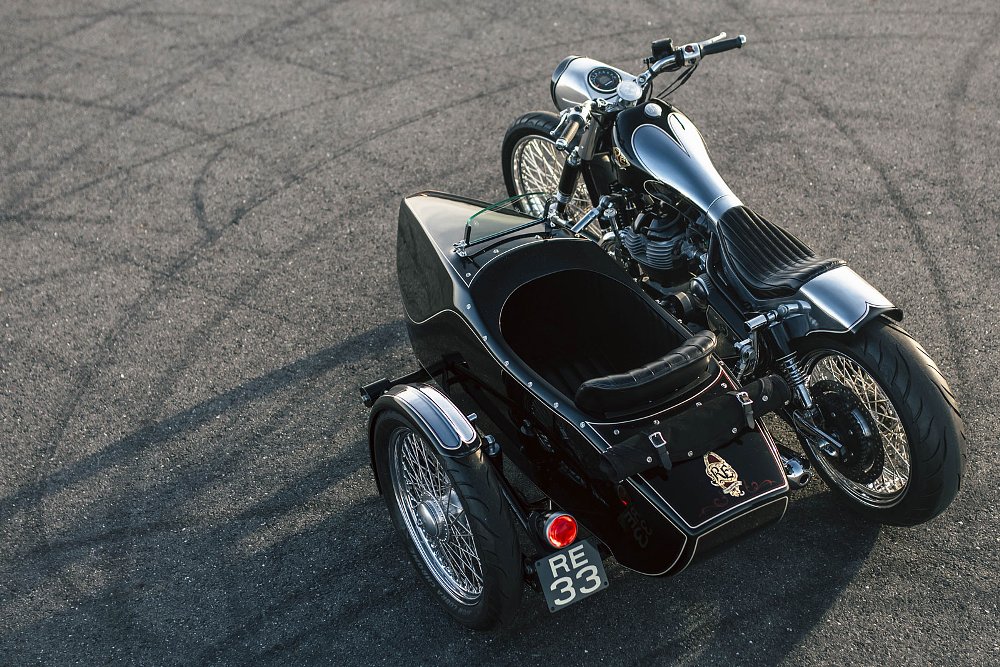 overhead view of the motorcycle and sidecar