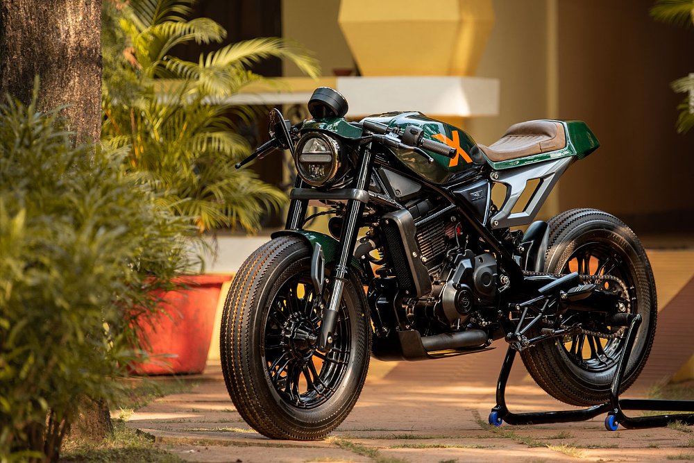 green cafe racer motorcycle based on the X440