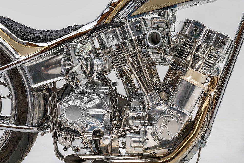 close up shot of polished V-twin engine