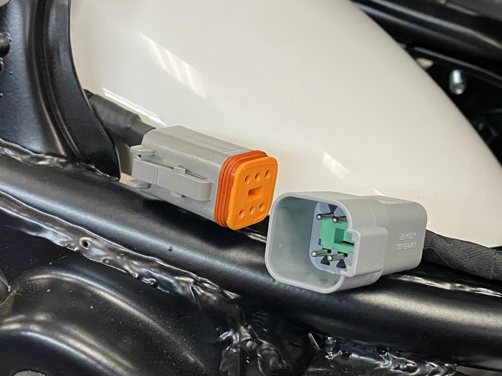 Deutsch electrical connectors on the Cycle Gear 50th Anniversary XL250. 