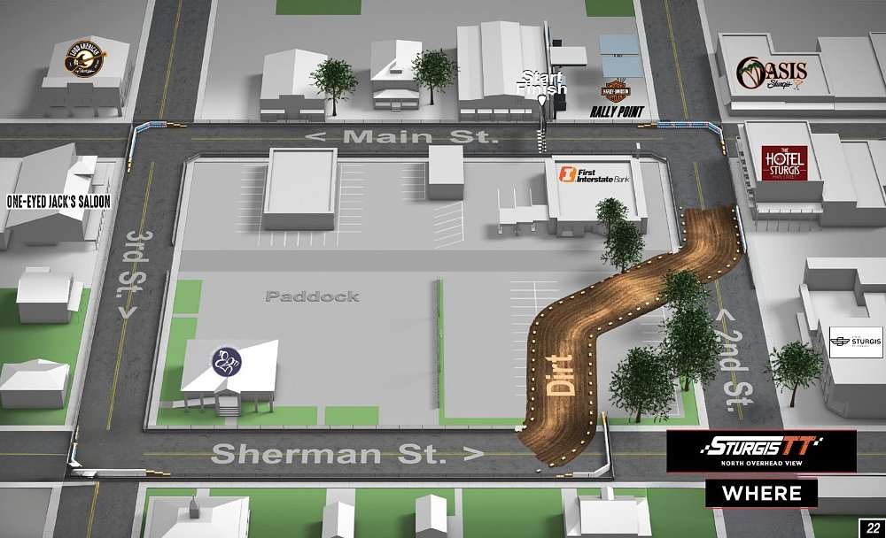 illustration of the race track on city streets in downtown Sturgis