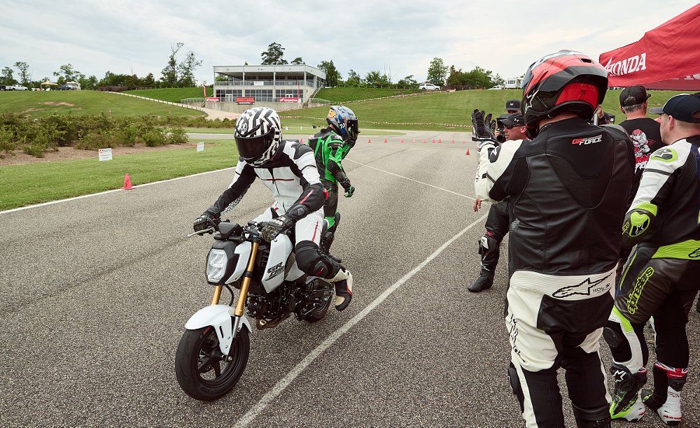Andy about to leave the pits for his first stint on the white Grom