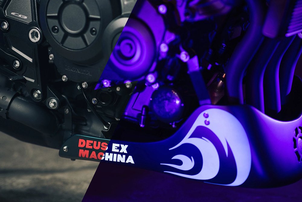 comparison of the motorcycle under different lighting conditions