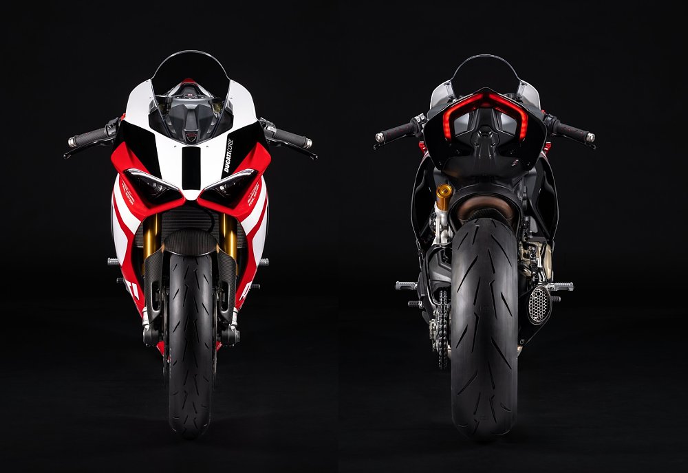 studio photos front and rear of the Panigale V2