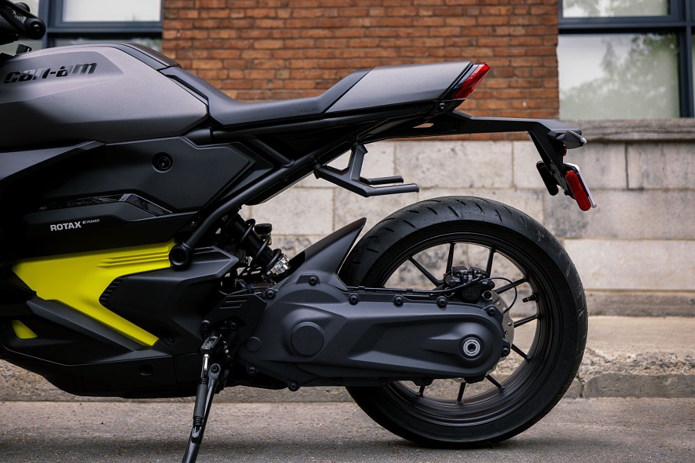 close view of the enclosed final drive and swingarm