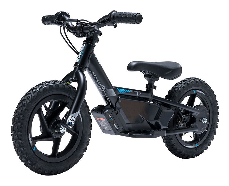 studio photo of black StaCyc balance bike