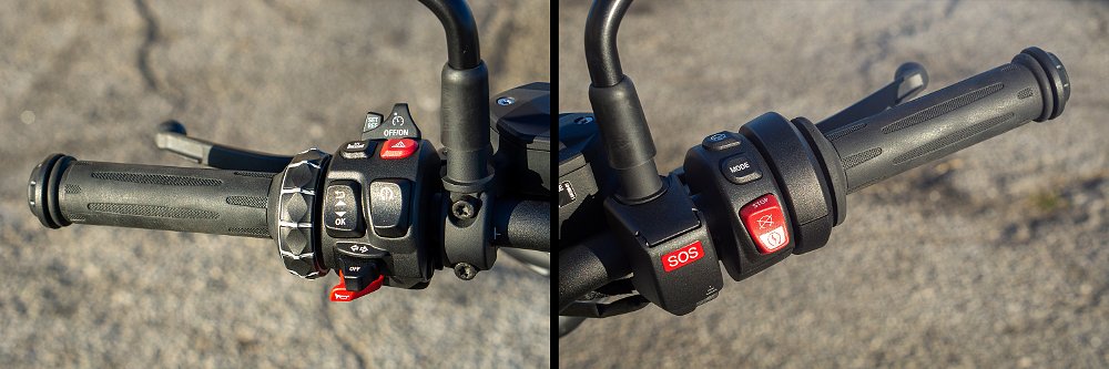 A split image showing the R 12's switchgear controls.