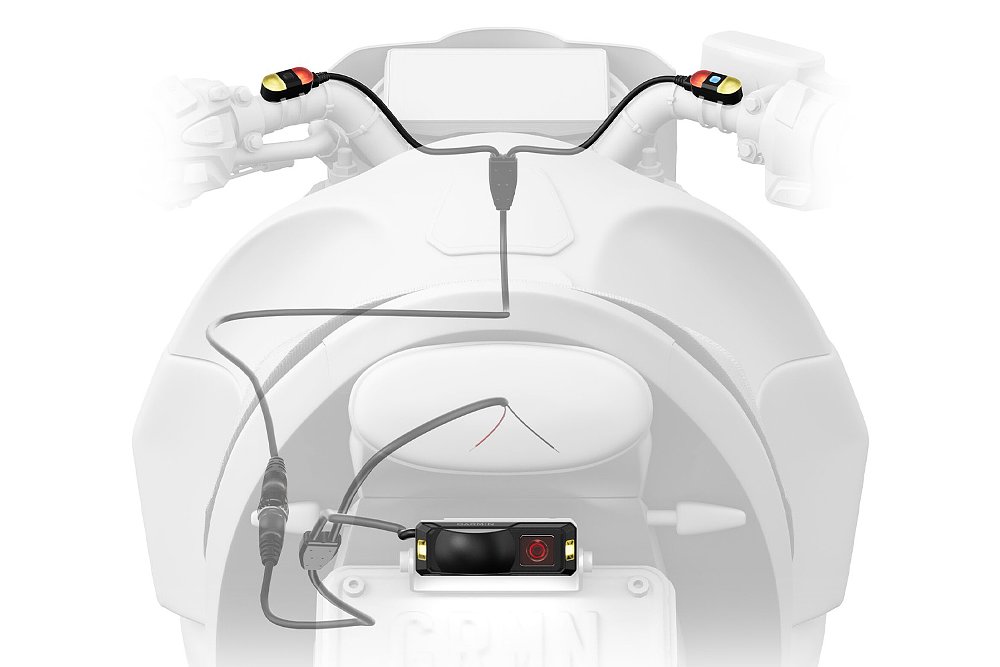 A diagram of the Garmin Zumo R1's wiring and installation.
