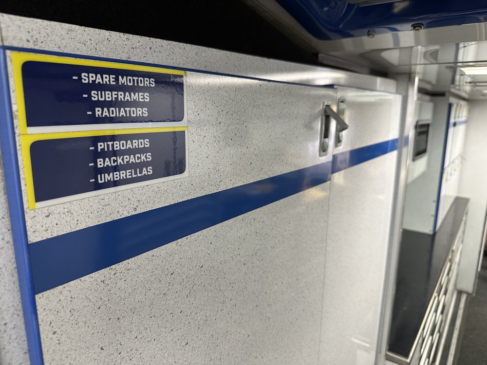 Suzuki SuperMotocross truck cabinet label detail.