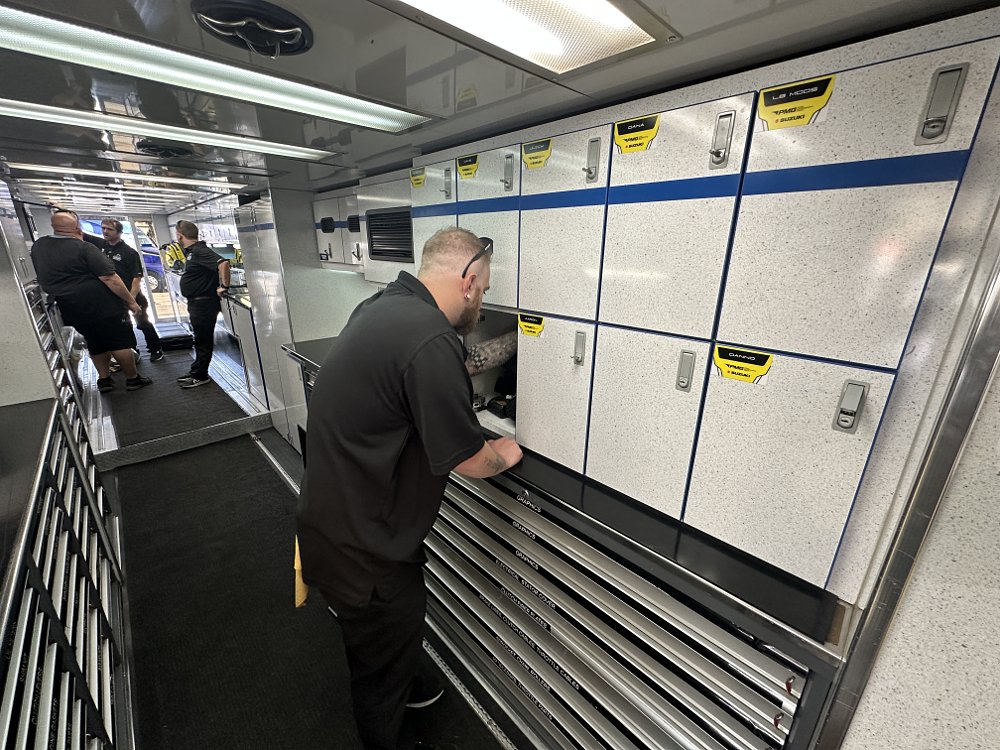 Suzuki SuperMotocross truck main hallway.