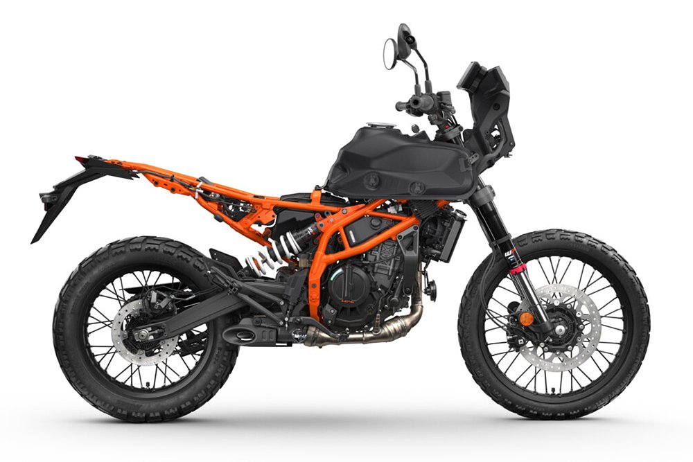 The 390 Adventure R with its bodywork removed.