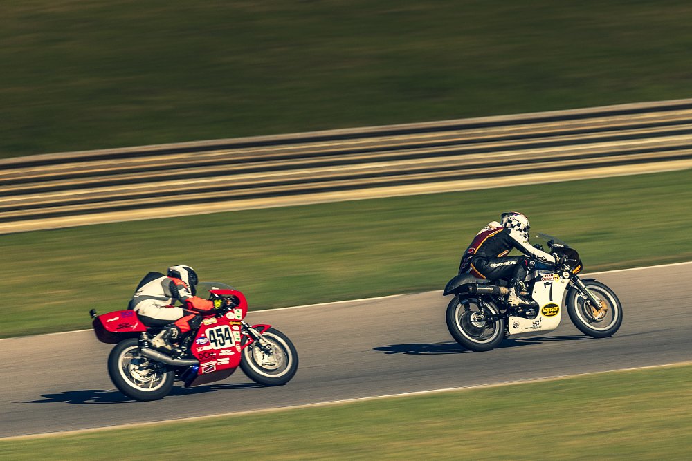 1969 Drixton Honda 450 and 1958 Matchless G50 race at Barber Motorsports Park.