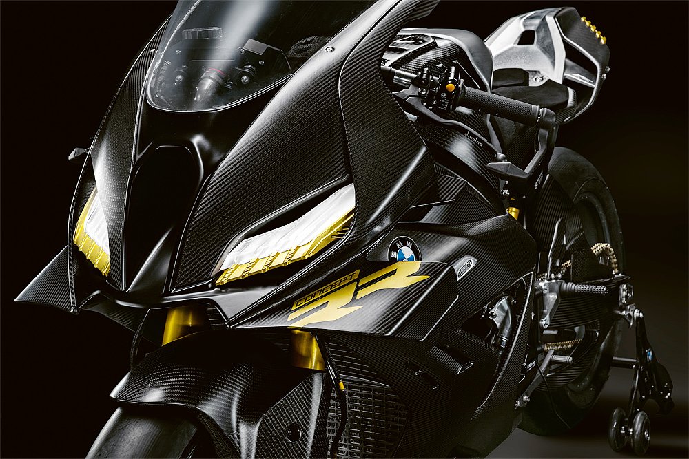 A close-up of the Concept RR's front fairing and winglets.