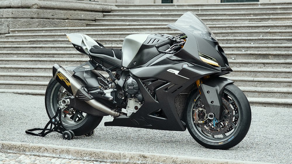 The BMW Concept RR staged at the bottom of a set of stone steps.