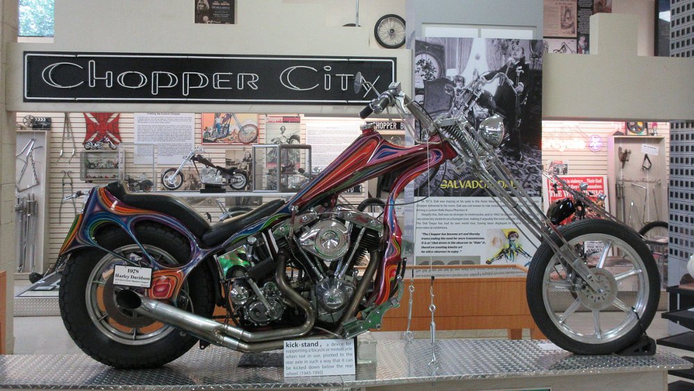 a radical, rainbow-colored chopper