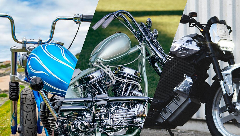 August custom roundup: A hand-shift bobber, a classic chopper, and a flat-track-style EV
