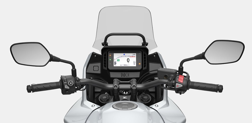studio photo of the digital display on the Honda NX500 in the rider's viewpoint
