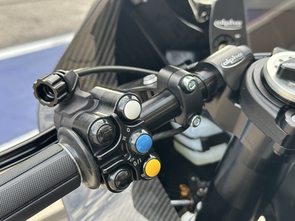 2025 alpha Racing M 1000 RR left handlebar switchgear detail.