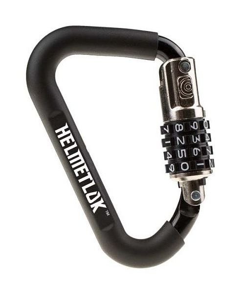 black carabiner-style lock with code mechanism