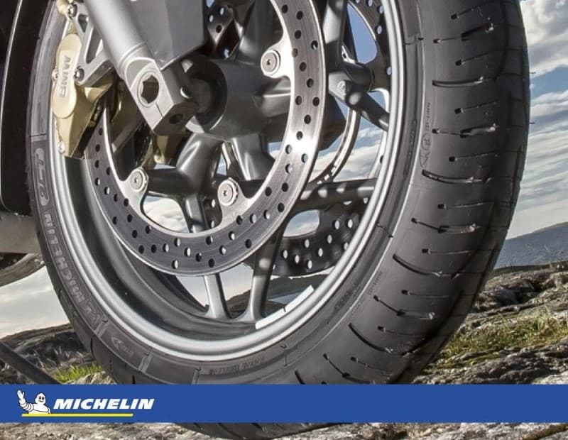 Michelin Pilot Road 4 GT tire on a BMW R1200RT