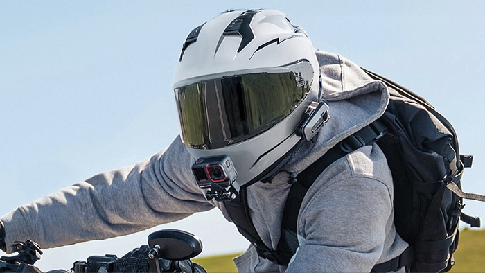 Motorcycle action cameras and mounts — ride recording and safety documentation