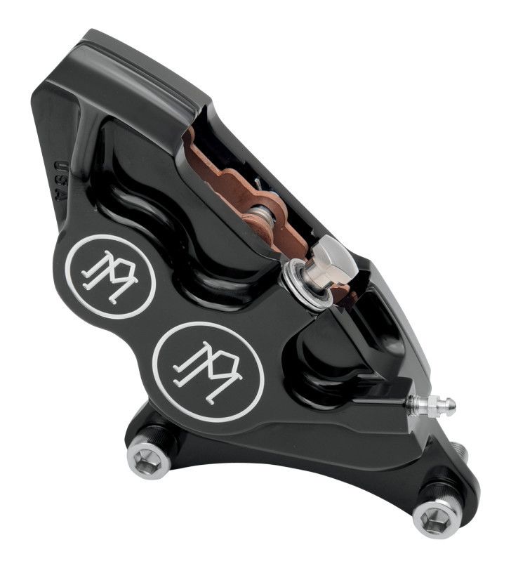 Performance Machine Four-Piston Differential-Bore Front Calipers For Harley 1984-1999 Right Caliper