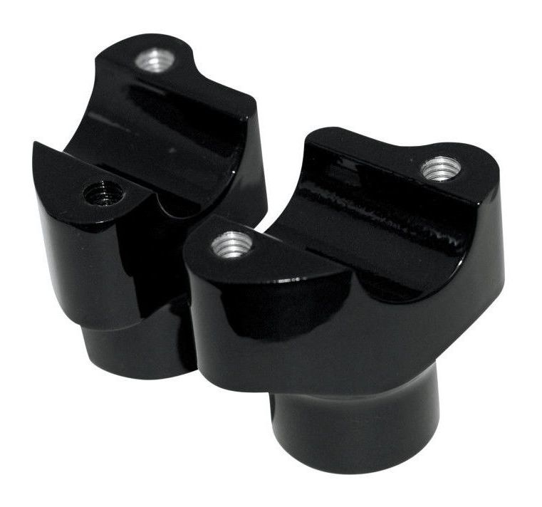 Drag Specialties 1 1/4" Buffalo Handlebar Risers For Harley Black Straight 12" Tall