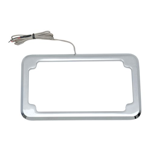 Cycle Visions Beveled License Plate Frame With LED Tag Light RevZilla