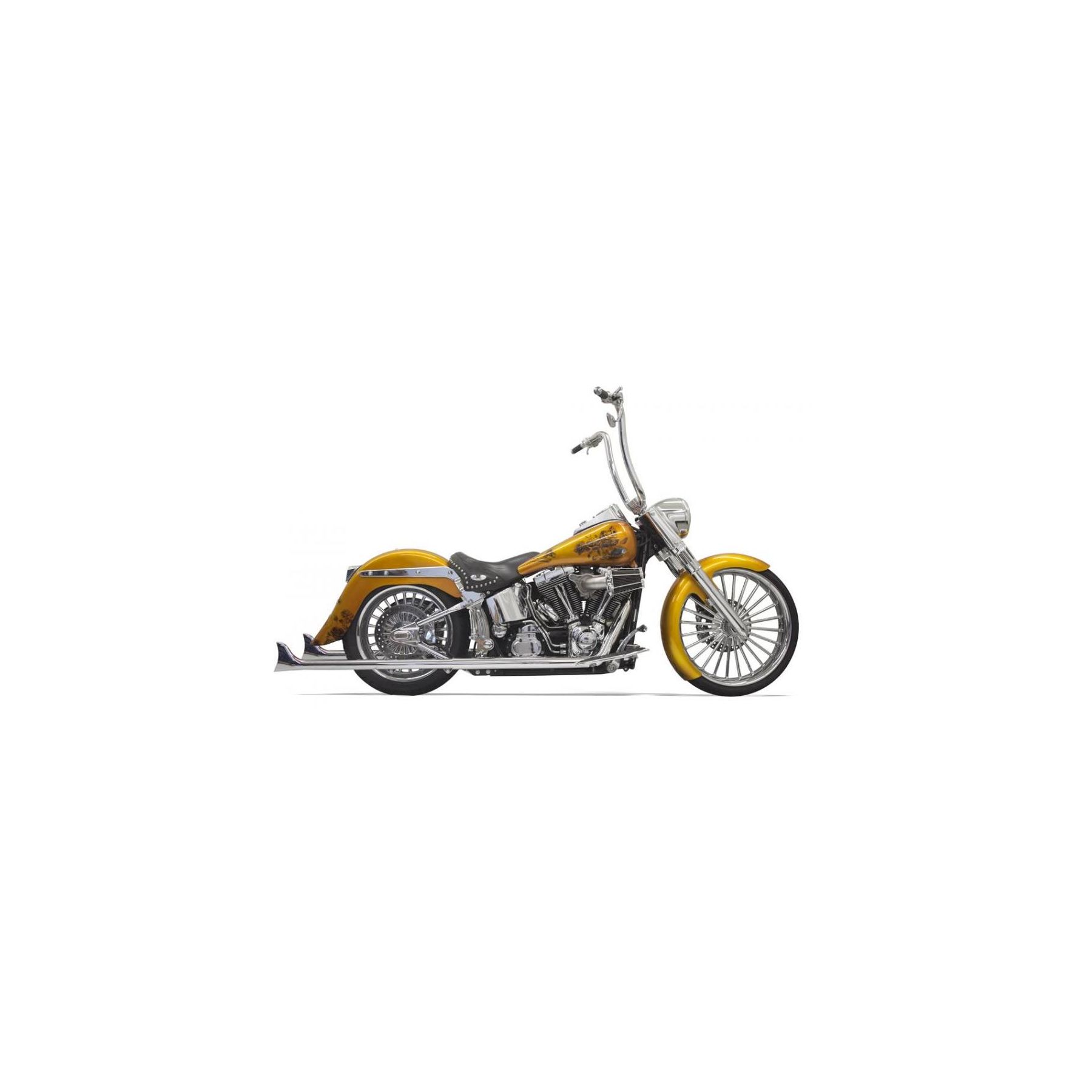 Bassani True Dual Pipes With Long Fishtails For Harley Softail 2007-20